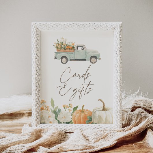 Poster Cartes et cadeaux de Baby shower d'automne pour pe
