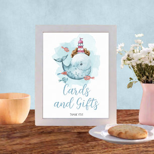 Poster Cartes et cadeaux de Baby shower de baleine