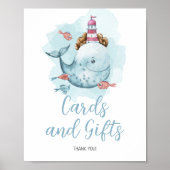 Poster Cartes et cadeaux de Baby shower de baleine (Devant)
