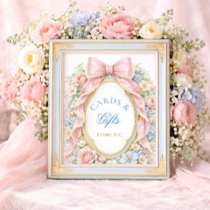 Poster Cartes et Cadeaux de Baby Shower Élégant Ruban Ros