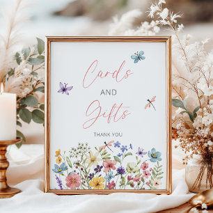 Poster Cartes et cadeaux de Baby shower fleur sauvage pap