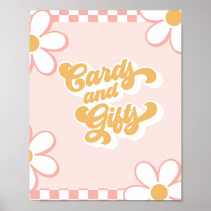 Poster Cartes et Cadeaux de Baby Shower Groovy avec Vérif