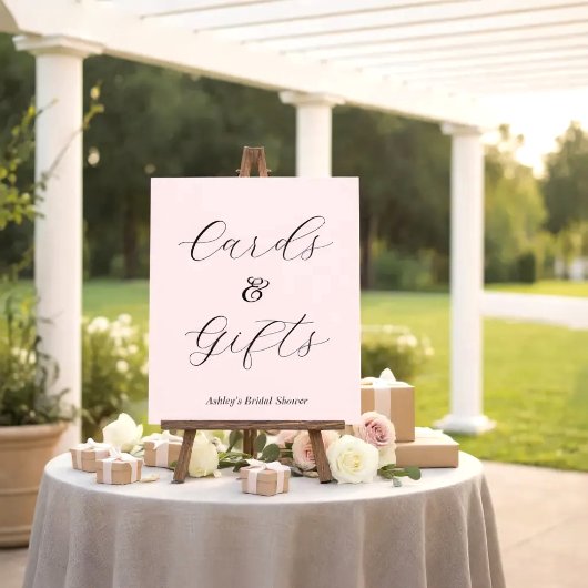 Poster Cartes et cadeaux de Baby Shower Rose   