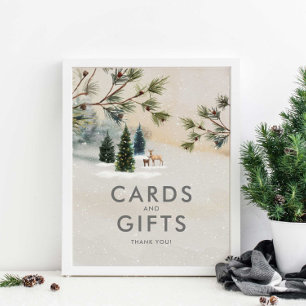 Poster Cartes et cadeaux de Baby shower Woodland d'hiver