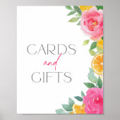 Poster Cartes et cadeaux de Baby showers floraux rose Cit (Devant)