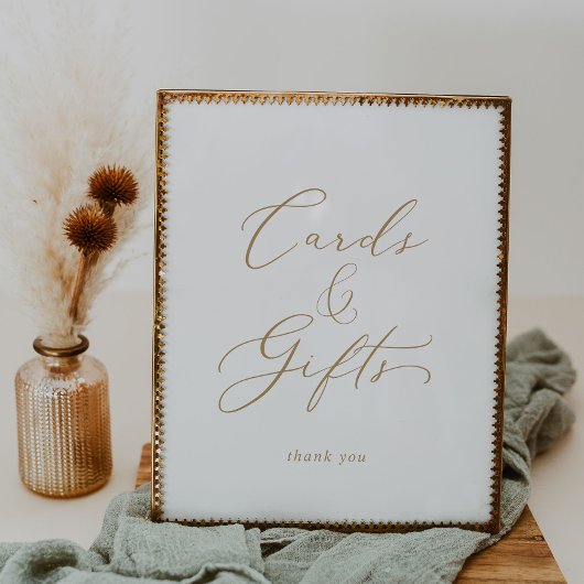 Poster Cartes et cadeaux de calligraphie dorée délicate