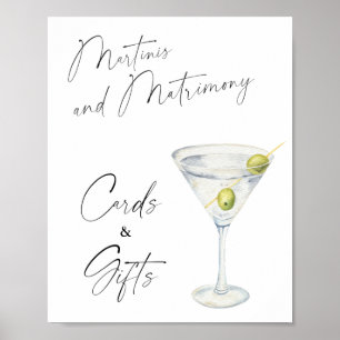Poster Cartes et cadeaux de douche de mariée Martini