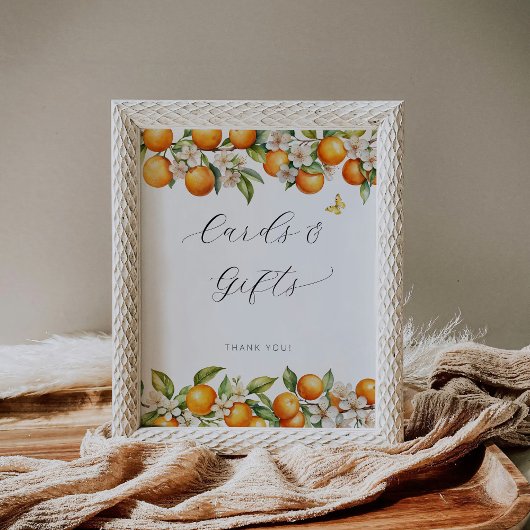 Poster Cartes et Cadeaux de Fête de Bébé Oranges Éclatant