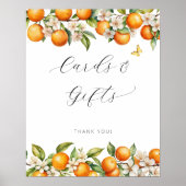 Poster Cartes et Cadeaux de Fête de Bébé Oranges Éclatant (Devant)