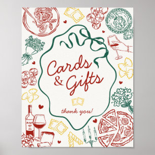Poster Cartes et cadeaux de fête de dîner de pâtes italie