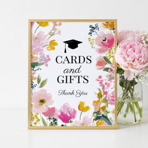 Poster Cartes et cadeaux de fête de fin d'études floraux