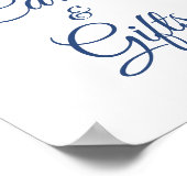 Poster Cartes et Cadeaux de Fête de Fleurs Bleu Marine et (Coin)