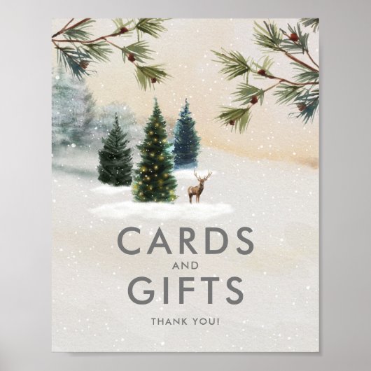 Poster Cartes et cadeaux de fête de la forêt hivernale Af (Devant)