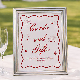 Poster Cartes et Cadeaux de Fête de Mariage Cerise Rouge