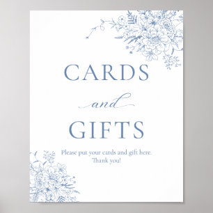 Poster Cartes et cadeaux de Fête des mariées bleu