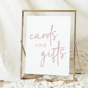 Poster Cartes et cadeaux de Fête des mariées rose et blan