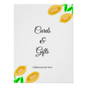 Poster cartes et cadeaux de feuilles de citron dessinées