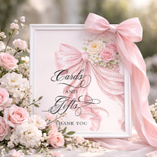 Poster Cartes et Cadeaux de Fiançailles à Ruban Rose