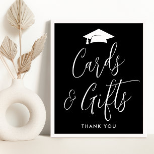 Poster Cartes et cadeaux de fin d'études en noir et blanc