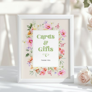 Poster Cartes et cadeaux de fleurs sauvages à l'aquarelle
