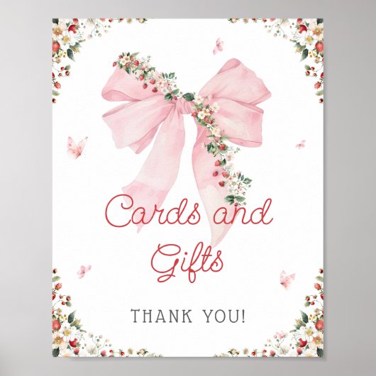 Poster Cartes et cadeaux de la cave rose douce aux fraise (Devant)