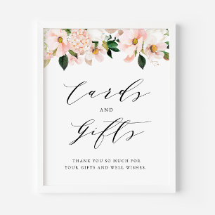 Poster Cartes et cadeaux de Magnolia et d'Hydrangée Roses