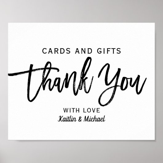 Poster Cartes et cadeaux de mariage 8x10 Typographie | No (Devant)