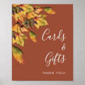 Poster Cartes et cadeaux de mariage automnaux à feuillage (Devant)