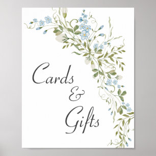 Poster Cartes et cadeaux de mariage bleu fleur sauvage