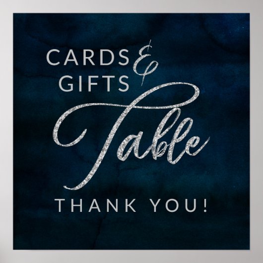 Poster Cartes et cadeaux de mariage bleu lustré Navy pour (Devant)