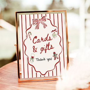 Poster Cartes et cadeaux de mariage de Noël dessinés à la
