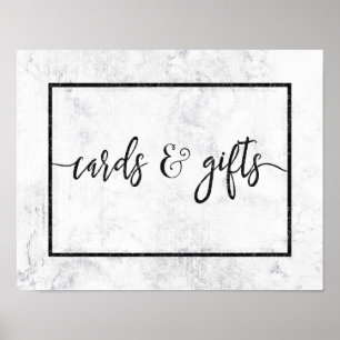 Poster Cartes et cadeaux de mariage en marbre blanc et gr