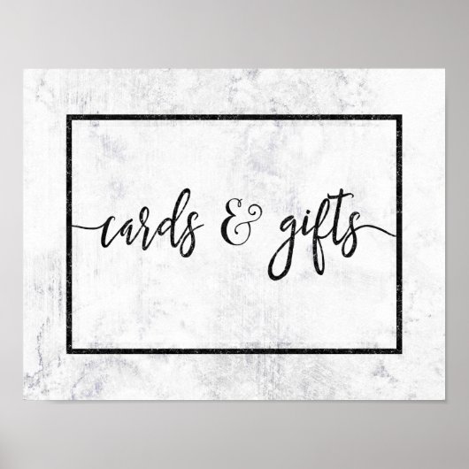 Poster Cartes et cadeaux de mariage en marbre blanc et gr (Devant)