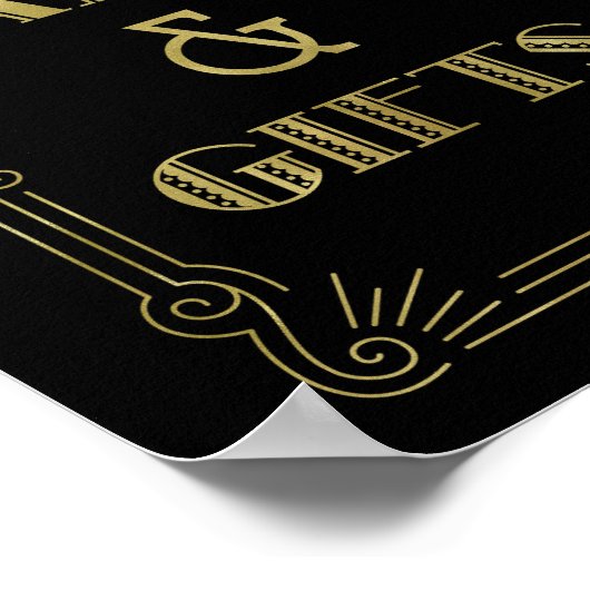 Poster Cartes et cadeaux de mariage enseigne or noir anné (Coin)