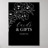 Poster Cartes et cadeaux de mariage noir et blanc (Devant)