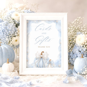 Poster Cartes et cadeaux de nœud papillon élégant bleu ci