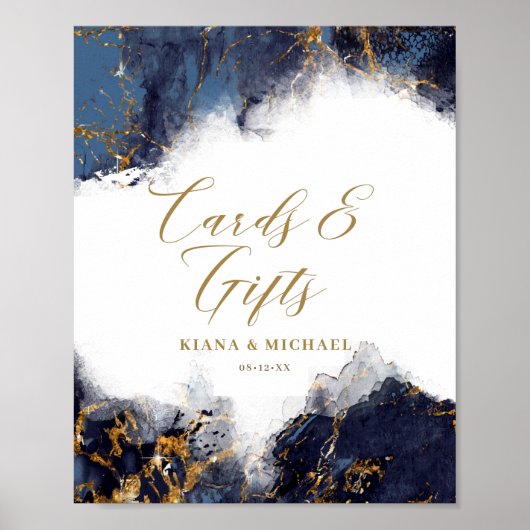 Poster Cartes et cadeaux de Parties scintillant en marbre (Devant)