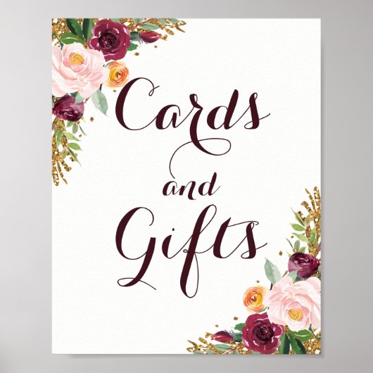 Poster Cartes Et Cadeaux De Parties scintillant Florale D (Devant)