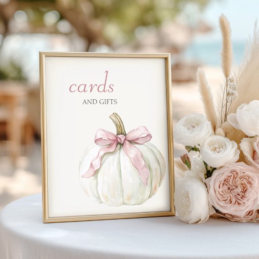 Poster Cartes et cadeaux de petite Citrouille rose blanch