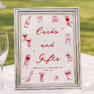 Poster Cartes et Cadeaux de Réception de Mariage Rouge C'
