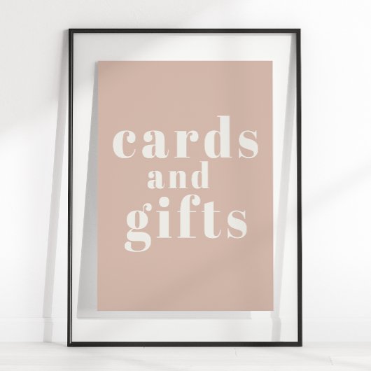 Poster Cartes et cadeaux de typographie en grès rose pour