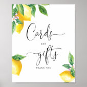 Poster Cartes et cadeaux élégants aquarelle citrons (Devant)