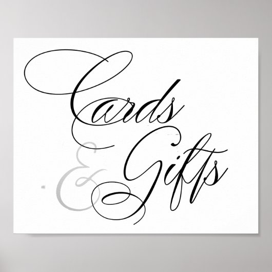 Poster Cartes et cadeaux élégants Script noir | Panneau d (Devant)
