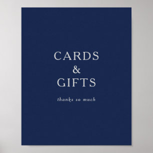 Poster Cartes et cadeaux en argent bleu marine