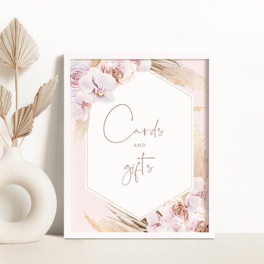 Poster Cartes et cadeaux en herbe de pampa boho