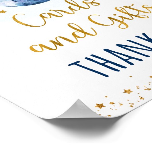 Poster Cartes et cadeaux en or bleu Space Signal d'annive (Coin)