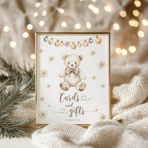 Poster Cartes et cadeaux enseigne Hiver Teddy Bear Baby s