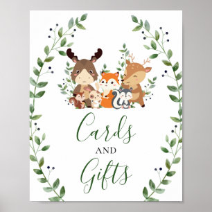 Poster Cartes et cadeaux Fête Baby shower des animaux de
