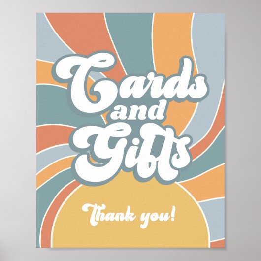 Poster Cartes et Cadeaux Fête de Bébé Groovy Rétro Soleil (Devant)