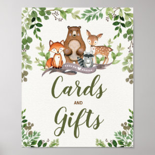 Poster Cartes et cadeaux Fête du Baby shower de la forêt